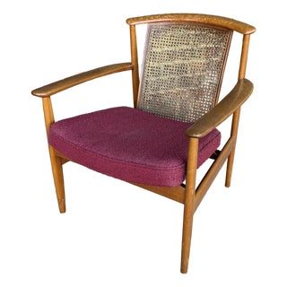 Folke Ohlsson for Dux “Dallas” Caned Lounge Chair Mid Century Modern For Sale