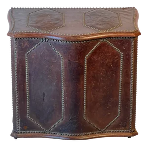 19th Century French Oak and Leather Log or Storage Box, 1890s