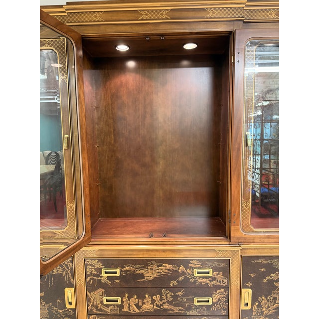 Brown 1970s Stately Chinoiserie China Cabinet From Heritage/Drexel Heritage For Sale - Image 8 of 12