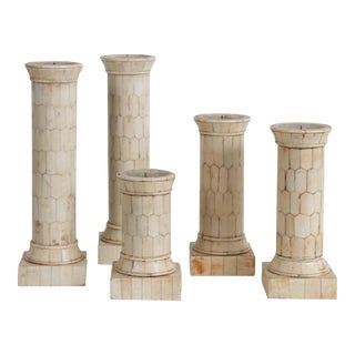 Set of Five Bone Candlesticks, C. 1950