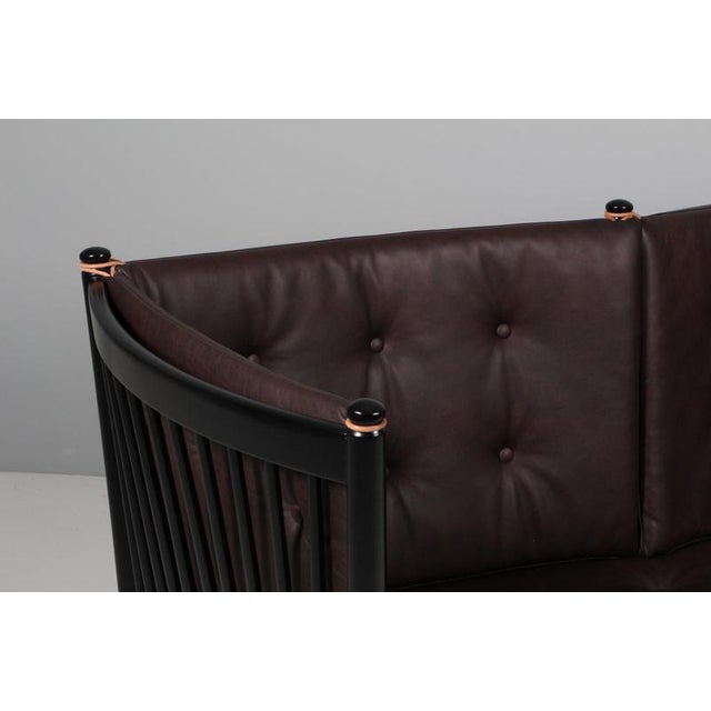 Two-Seat Sofa in Black Beech and Leather by Børge Mogensen for Fritz Hansen For Sale - Image 3 of 9
