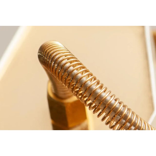 White-Pearl Lacquered Metal and Brass Halogen Floor Lamp, Italy, 1980s For Sale - Image 9 of 10