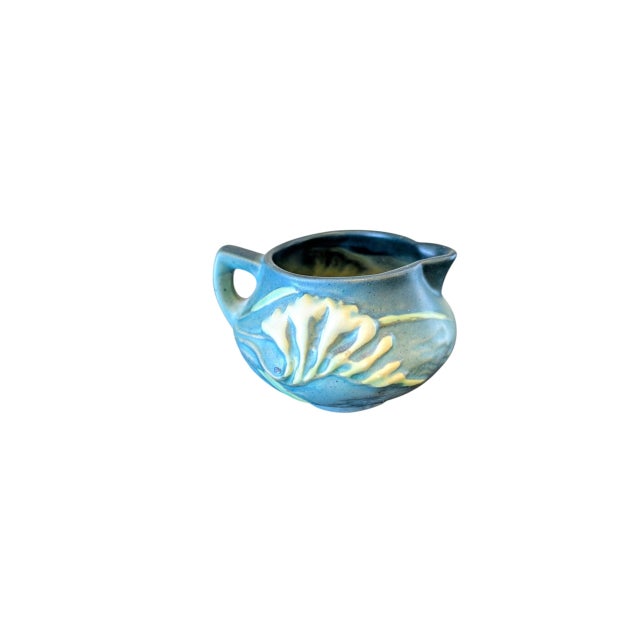 1940's Roseville Pottery Teaset, Green Freesia, Mint Condition - Set of 3 For Sale - Image 9 of 11