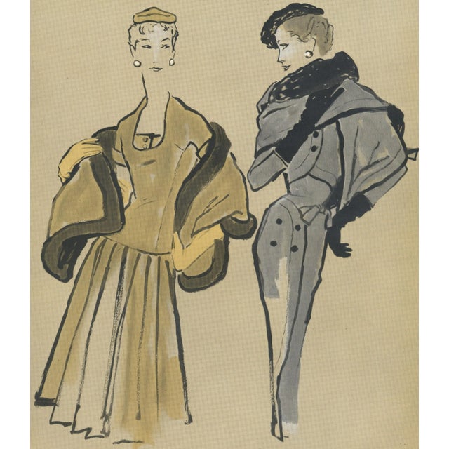 Balmain 1954 Mid-Century French Fashion Print-Dior & Balmain For Sale - Image 4 of 5