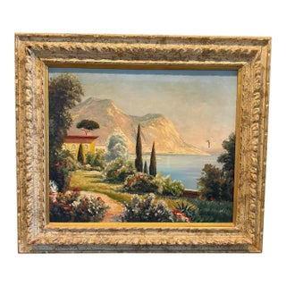 Italian Coastal Scene Oil on Canvas For Sale