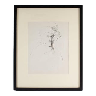 Graphite Portrait Drawing of a Man by James L. Bruch For Sale