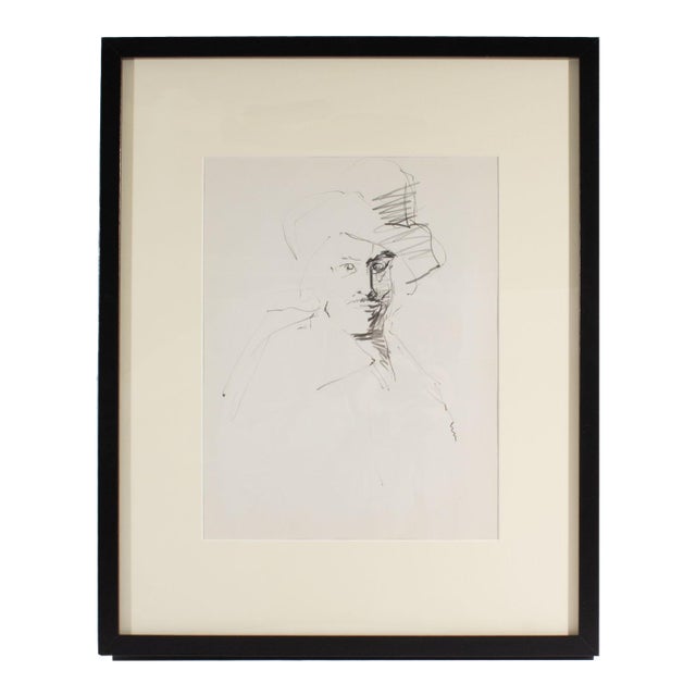 Graphite Portrait Drawing of a Man by James L. Bruch For Sale