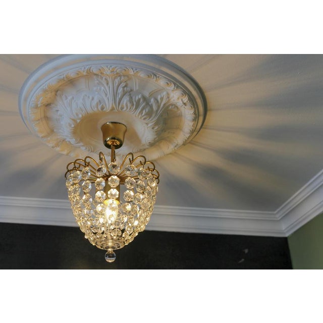 Gold Hollywood Regency Crystal Glass and Brass Pendant Chandelier, Germany, 1970s For Sale - Image 8 of 18