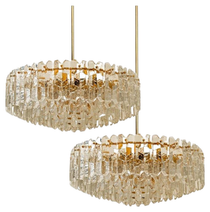 Gilt Brass & Glass Palazzo Pendant Light attributed to J. T. Kalmar for Kalmar, Austria, 1970s