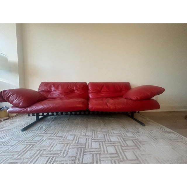 Modern Poltrona Frau "Ouverture" Red Leather Sofa - Made in Italy For Sale - Image 3 of 10