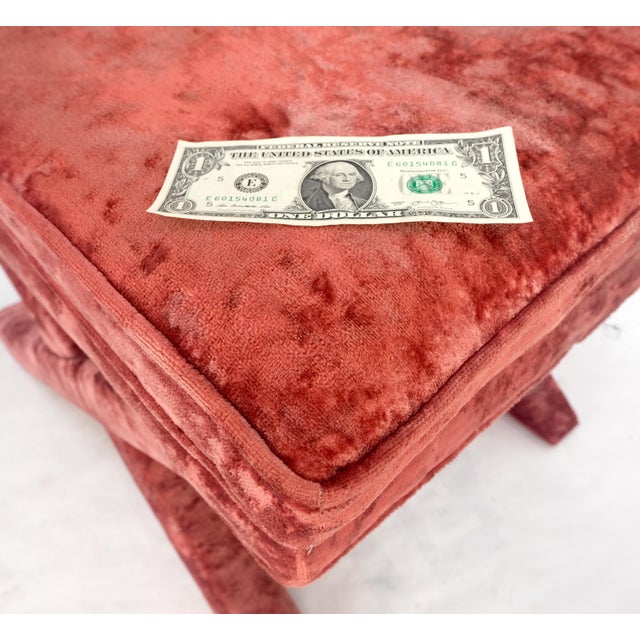 Mid-Century Modern Pair of Red Brick X Base Billy Baldwin Mid Century Modern Window Benches MINT! For Sale - Image 3 of 11