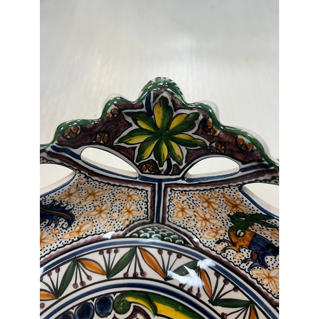 1990s Coimbra Ceramic - Hand Painted Portuguese Fruit Basket 1 For Sale - Image 5 of 11