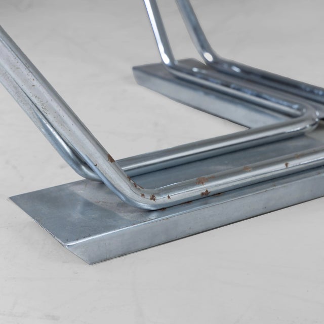 Coffee Table with Glass Top and Steel Frame, 1980s, in Good conditions. Designed 1970 to 1979