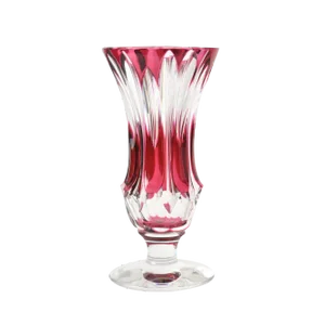 Hand-Cut Cranberry Glass Vase by Val Saint Lambert, 1950s