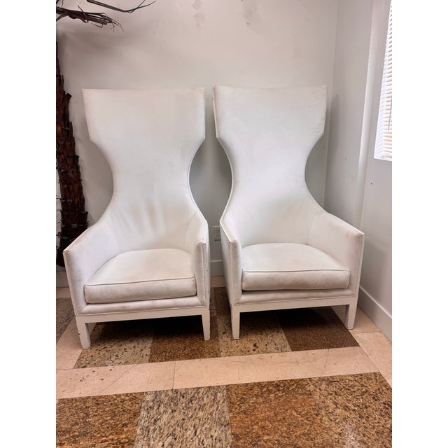 Pair of 1990s Sculptural High Back Lounge Chairs From Boca Raton Oceanfront Penthouse For Sale - Image 4 of 8