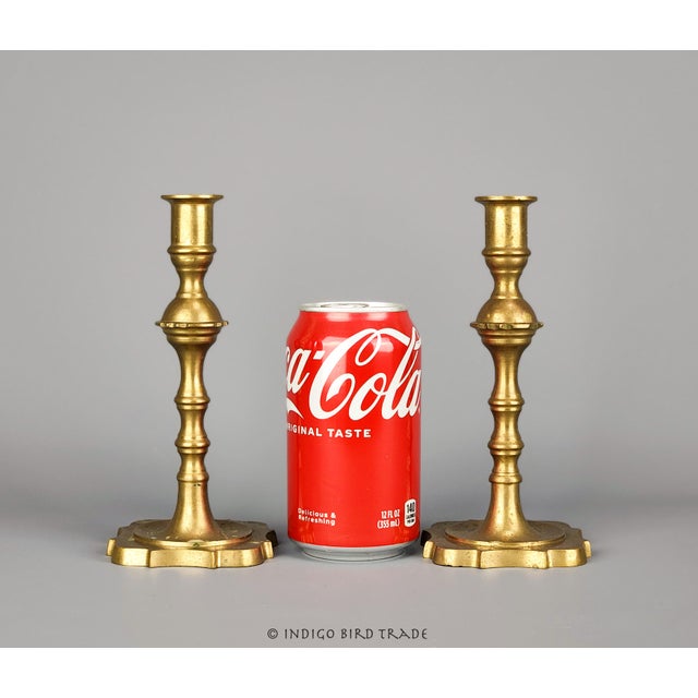 Antique French Brass Candlestick Holders Set of 2 These elegant candle holders are made from solid brass and feature rich...