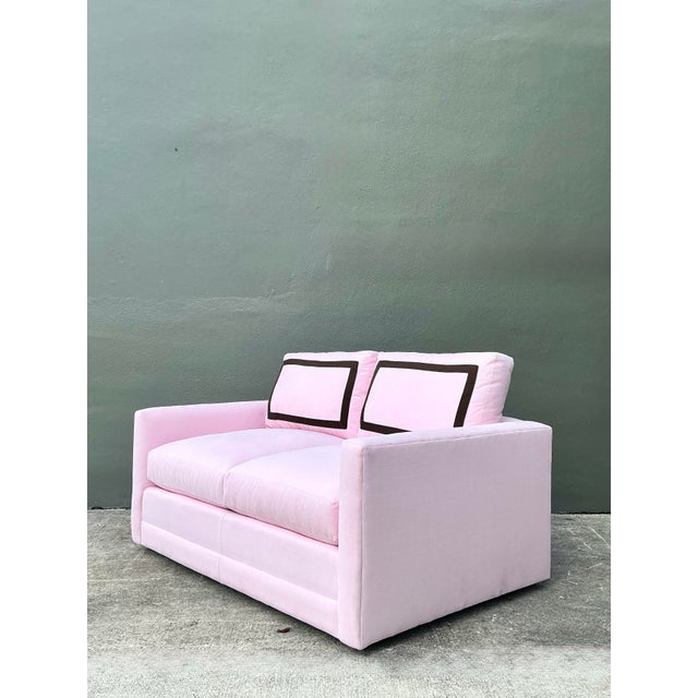 Vintage Cr Laine Loveseat in Romo “Linea Rosewater” With Samuel and Sons Trim For Sale - Image 9 of 12