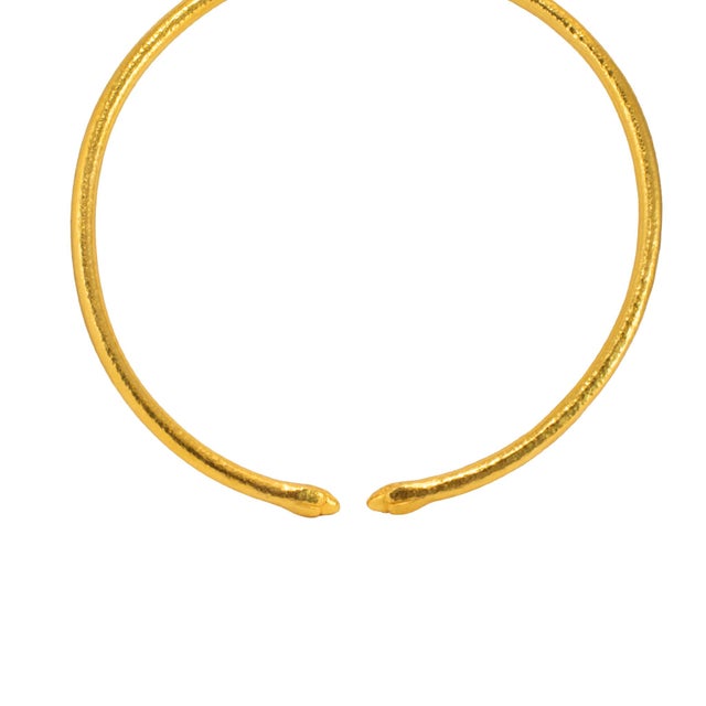 Modern Vintage Lalaounis Solid 22k Gold Greek Double Snake Hinged Collar Necklace For Sale - Image 3 of 8