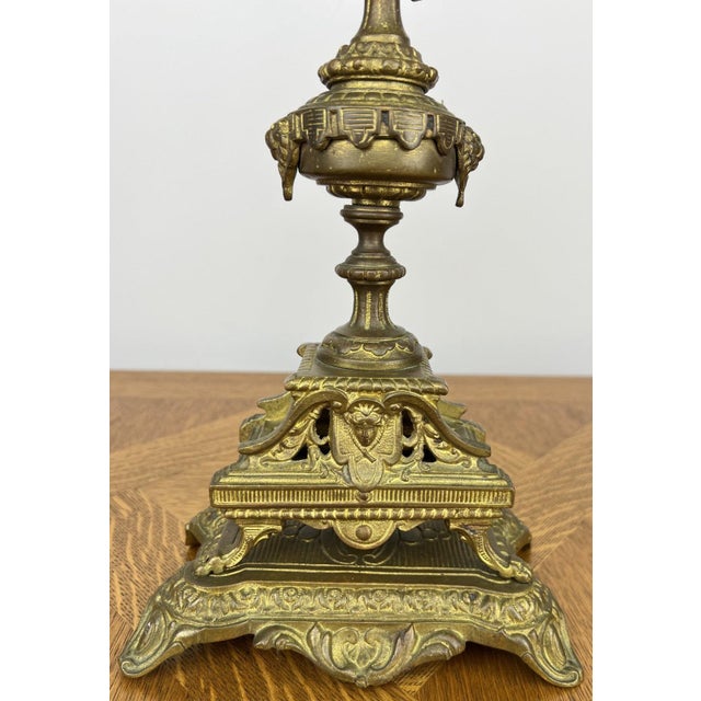 French Style Five-Arm Candleholders in Brass, Set of 2 For Sale - Image 13 of 18