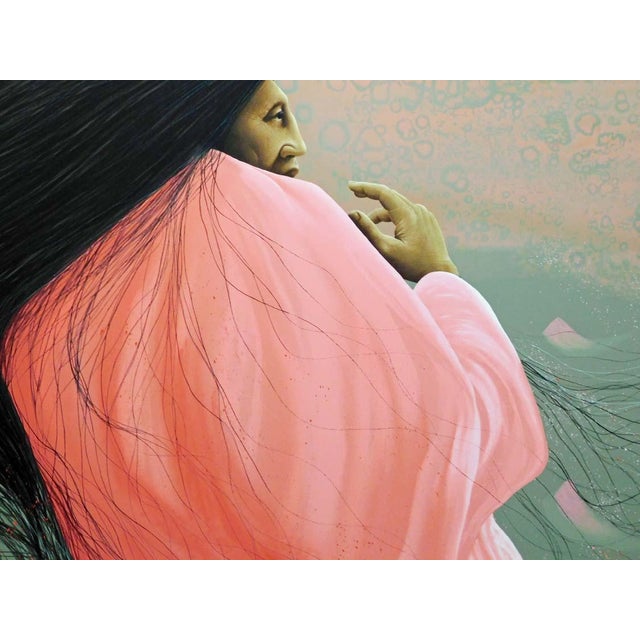 Pink Frank Howell "Summer Guilds the River Rose"Unframed Serigraph Paper Hand Signed For Sale - Image 8 of 9