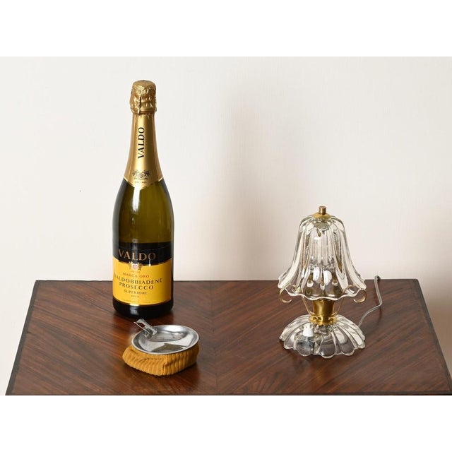 Bell-Flower Murano Glass and Brass Table Lamps from Barovier, Italy, 1940s, Set of 2 For Sale - Image 9 of 16