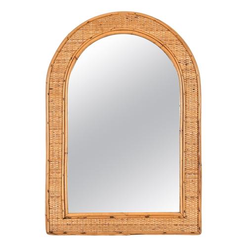 French Riviera Style Arch Mirror in Bamboo and Woven Wicker, Italy, 1970s For Sale - Image 11 of 11
