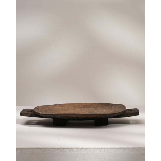 Mid 20th Century Mali Brutalist Brown Wood Platter For Sale - Image 13 of 18