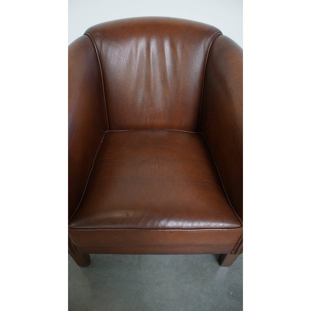 Club Chair in Brown Cowhide Leather For Sale - Image 6 of 12