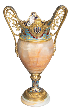 Enameled Gilt Bronze and Onyx Vase or Centerpiece, 19th Century