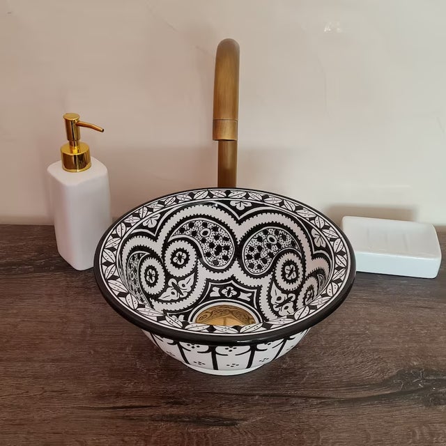 Contemporary Black and White Bathroom Sink Chairish