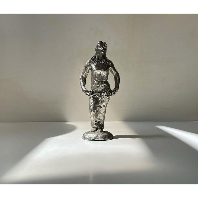 Metal Vintage Myron Female Sculpture in Silver-Plated Pewter, 1980s For Sale - Image 7 of 7