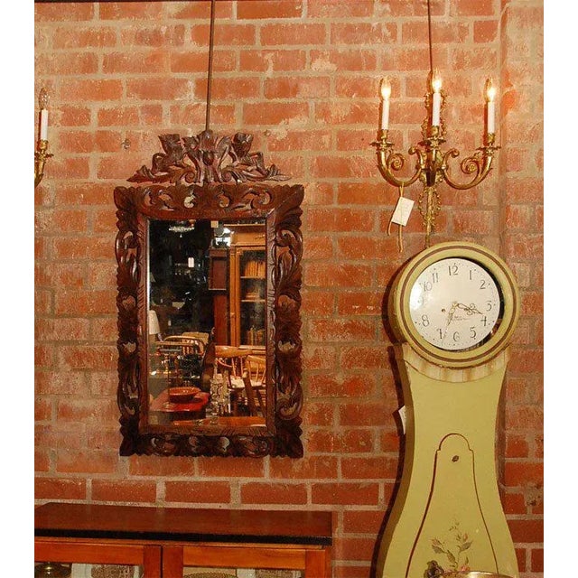 Brown Antique Carved Frame with Mirror For Sale - Image 8 of 9