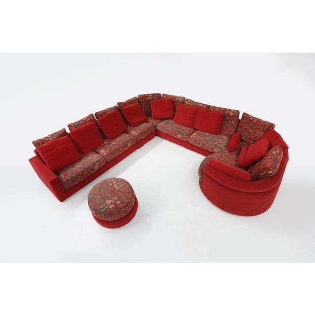 Modular Sofa in Red and Patterned Upholstery from Roche Bobois, 1980s For Sale - Image 10 of 18