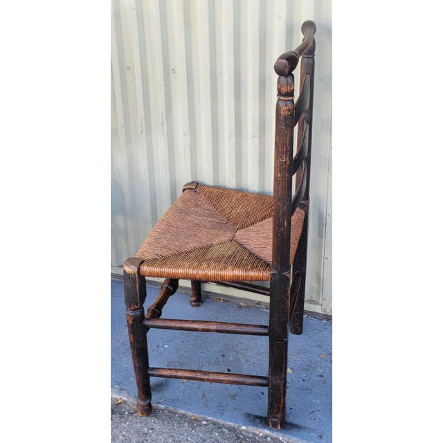 Folk Art Set of Four 19Thc Ladder Back Chairs For Sale - Image 3 of 8