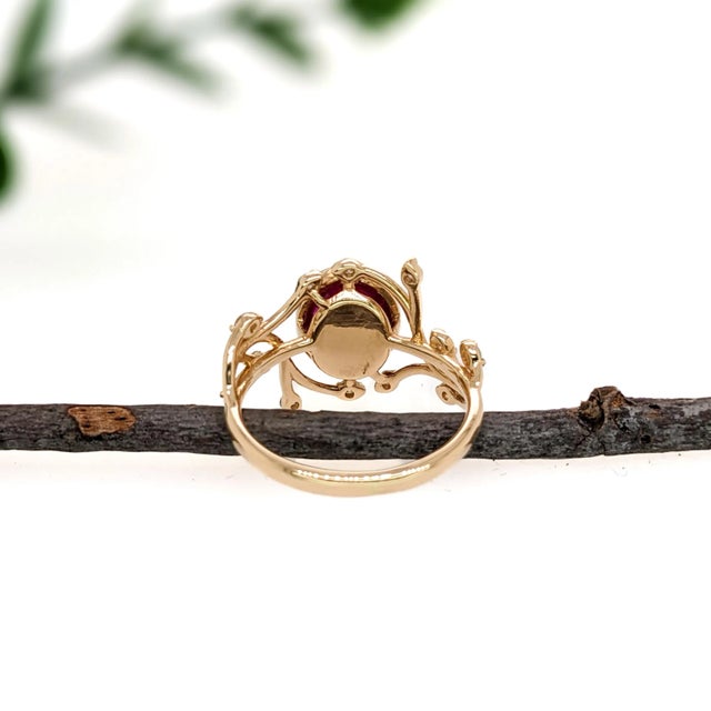2020s 2.5ct Burma Ruby Ring With Natural Diamond Accents in Solid 14k Yellow Gold Oval For Sale - Image 5 of 6