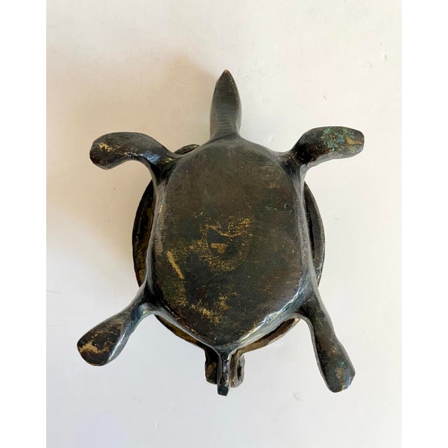 Vintage Mid-Century Mixed-Metal Turtle Hinged Ashtray For Sale - Image 9 of 9
