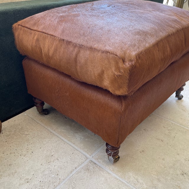 1980s Vintage Smith English Animal Hide Ottoman Chairish