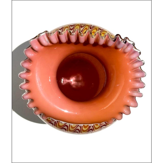 Stevens & Williams 19thC Stevens & Williams Rare Osiris Pattern Antique Art Glass Vase For Sale - Image 4 of 7