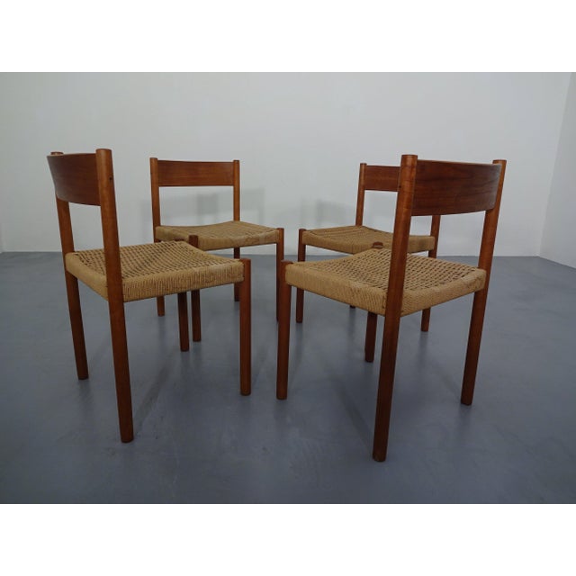 1960s Teak & Papercord Dining Chairs by Poul M. Volther for Frem Røjle, Denmark, 1960s, Set of 4 For Sale - Image 5 of 18