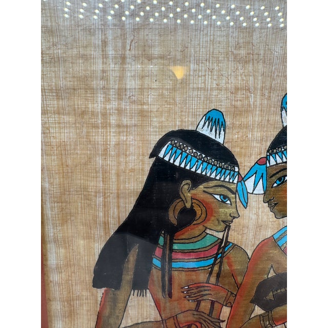 Vintage Late 20th Century Hand-Painted Egyptian Papyrus "Musicians of Amun"-Framed For Sale - Image 15 of 18