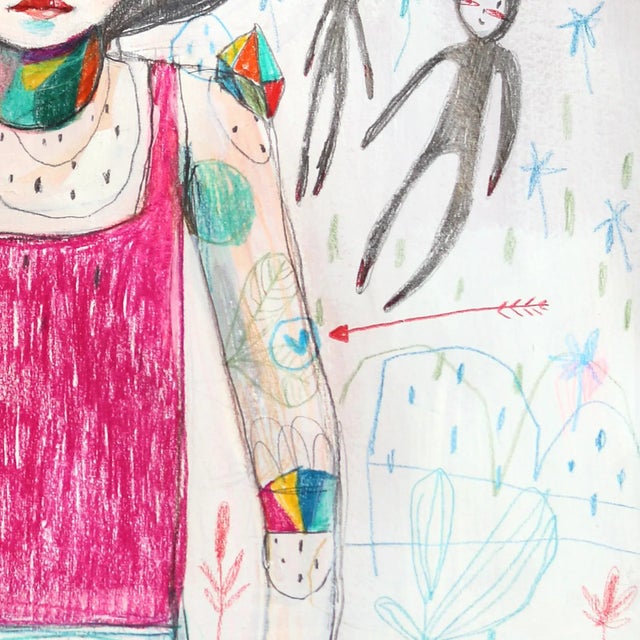 Flowers Colored Crystals and Awareness - Whimsical Figurative Original Artwork by Silvia Pavarini For Sale In Los Angeles - Image 6 of 8