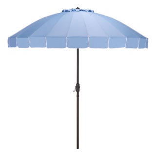 Panza 9 Ft Crank Umbrella, Baby Blue/Brown Pole For Sale