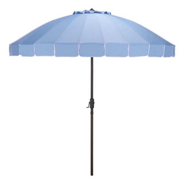 Panza 9 Ft Crank Umbrella, Baby Blue/Brown Pole For Sale