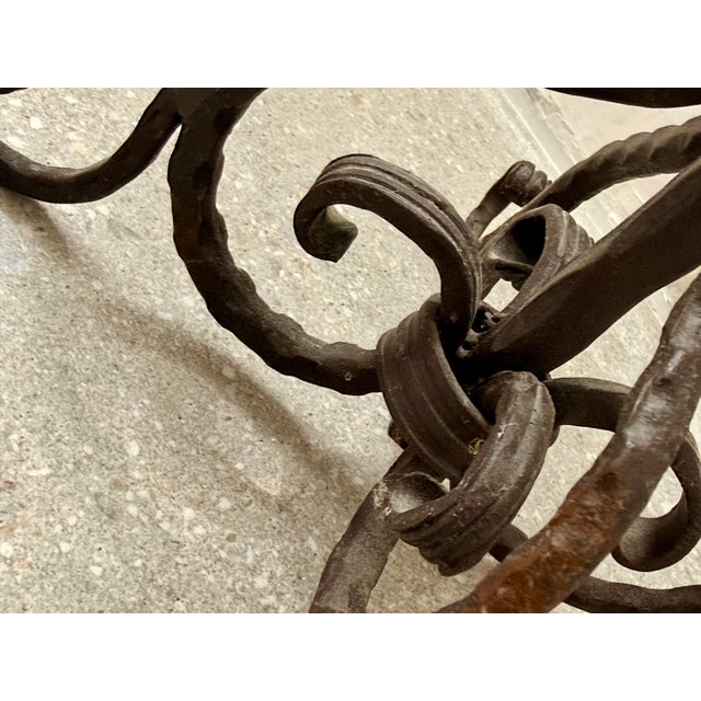 Vintage Spanish Revival Wrought Iron Hand-Forged Spiral Candlestick For Sale - Image 10 of 12