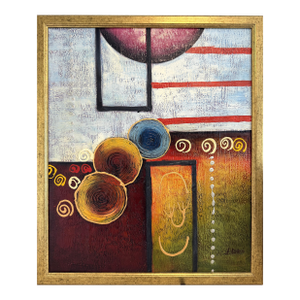 Alena Kalen Modern Geometric Original Abstract Oil Painting "Inner Smile” Coa