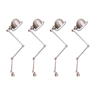 Vintage Lamps in Brushed Steel by Jean-Louis Domecq for Jieldé, Set of 4 For Sale