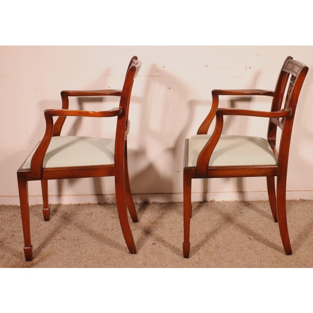 Wood Mahogany Armchairs in the style of Hepplewhite, 1890s, Set of 2 For Sale - Image 7 of 12