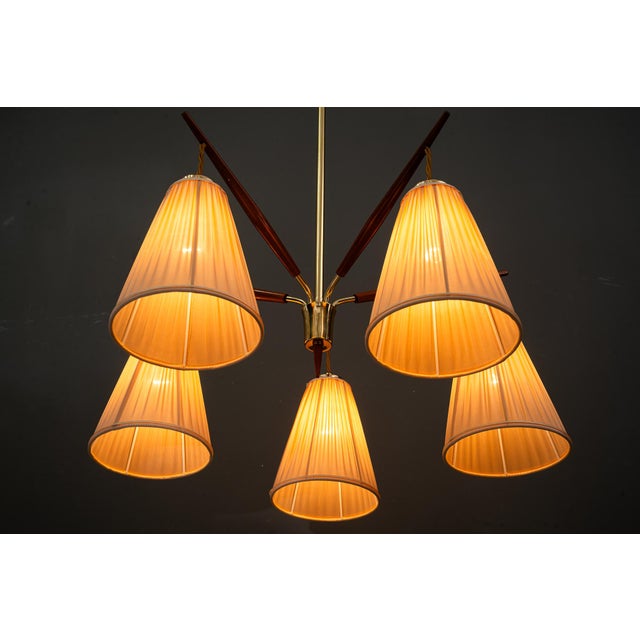 Chandelier with Fabric Shades from Rupert Nikoll, Vienna, 1950s For Sale - Image 18 of 18