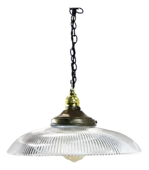 1960s Holophane Clear Glass Vintage Industrial Pendant Light