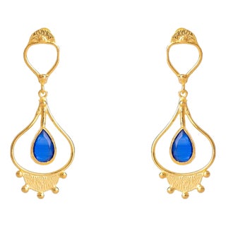 Cleopatra’s Sapphire Tears Gold Earrings, A Pair For Sale